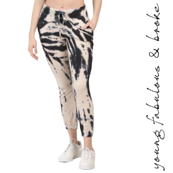 Young Fabulous & Broke Pants - Young Fabulous And Broke Weekend Jogger Navy/Cream Tie Dye